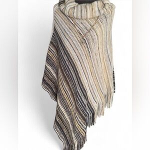 Coco + Carmen Multicolor Knit Poncho with Fringe
